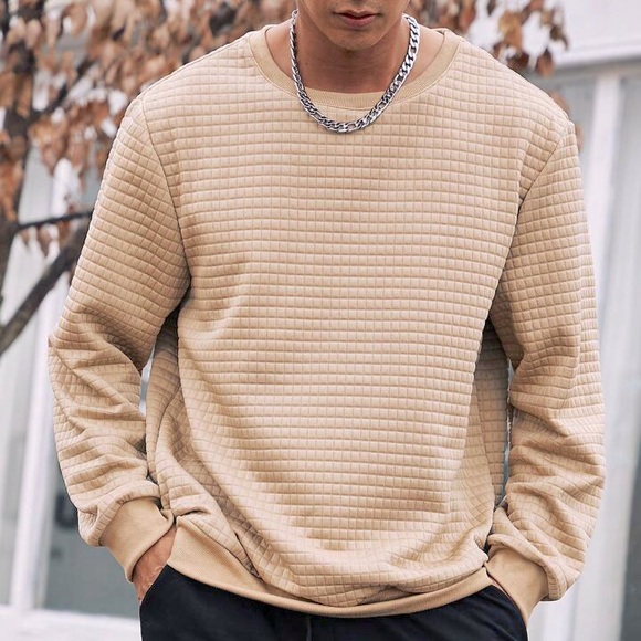 Coofandy Tan Waffle Print Lightweight Sweater Style Pullover - NWT! - Picture 1 of 6